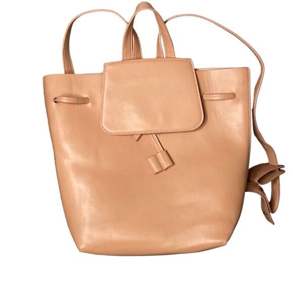 Women’s Backpack Satchel Purse Inside Zipper Pocket Peach Mauve Faux Leather - Picture 1 of 16